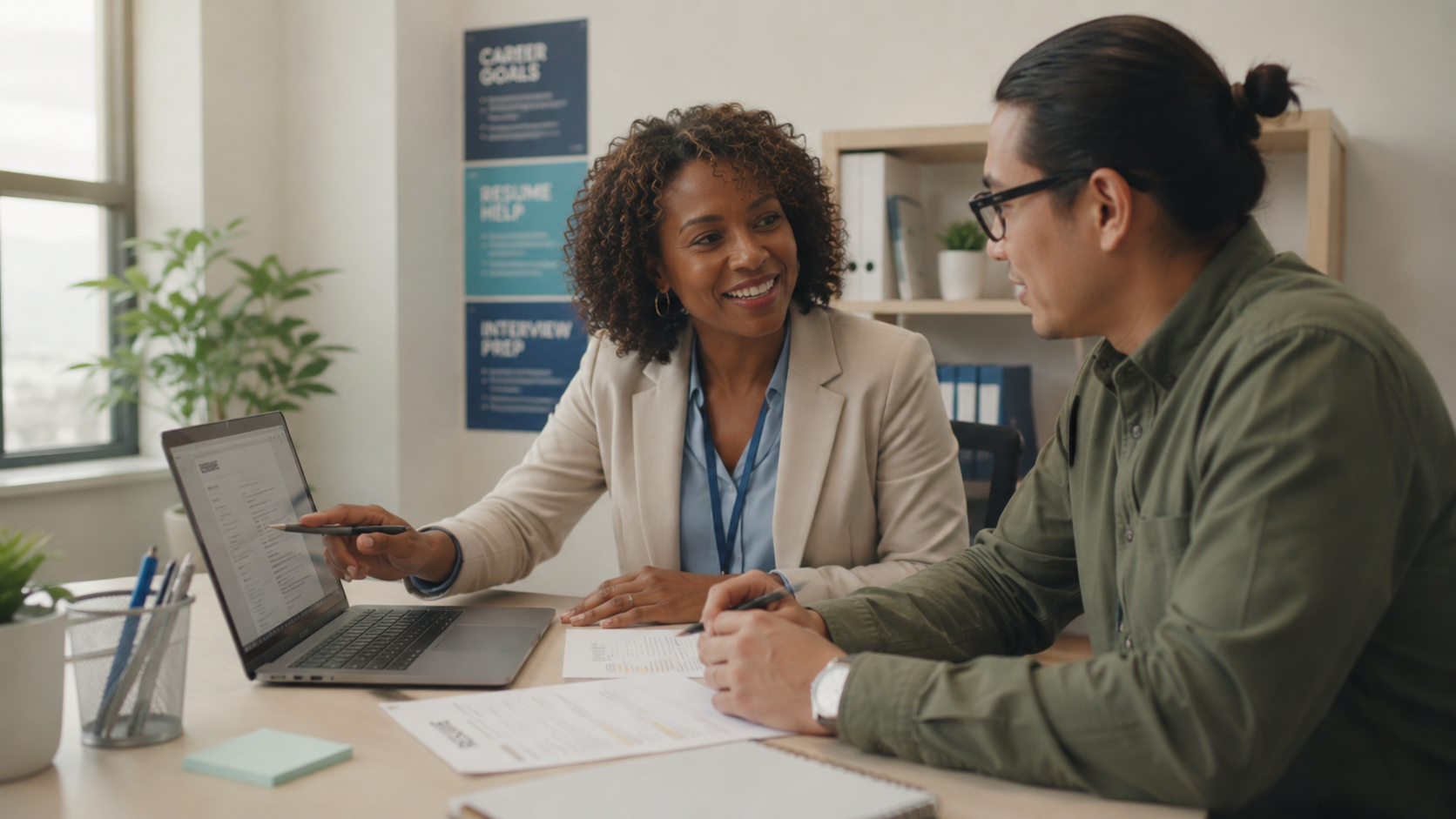 Career coaching conversation supporting participant readiness